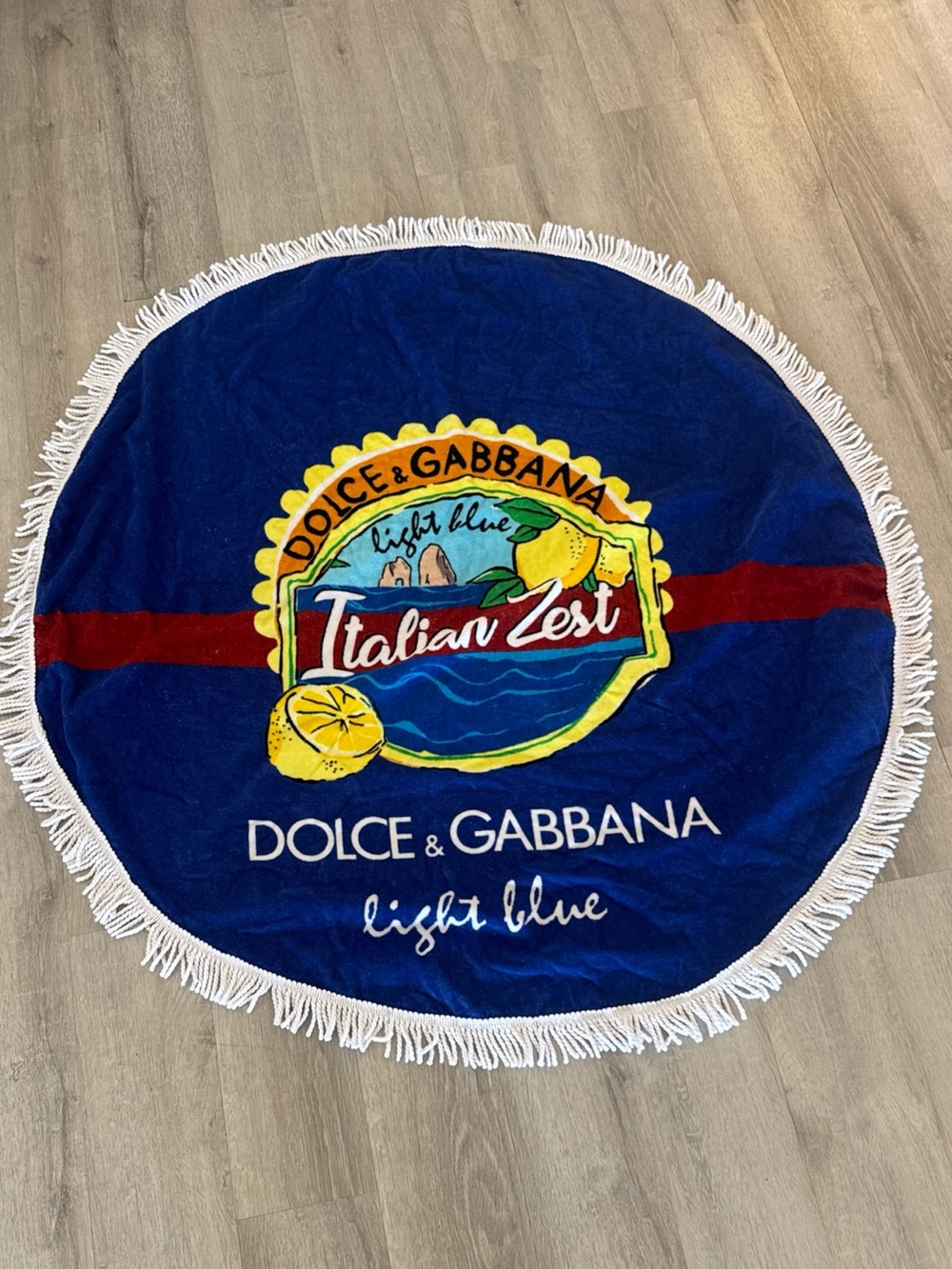 Dolce & Gabbana Blue Italian Zest Round Beach Towel Table Cloth 47”